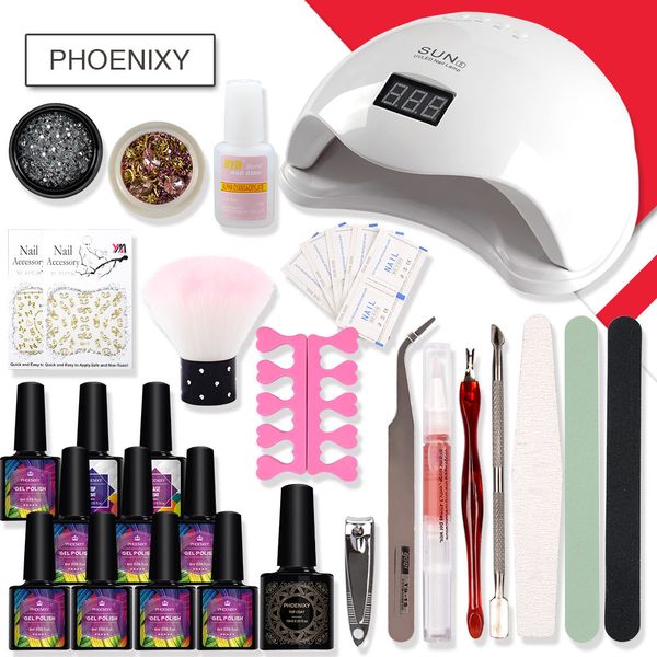 

manicure set for nail kit 36w/48w uv lamp for nail gel polish set matte coat soak off gel varnish art tool manicure