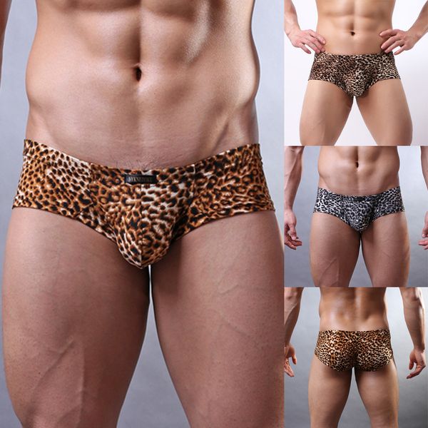 

men's new leopard-print low-waist sweat-absorbing flat-angle underwear men's leopard print low waist, Black;white