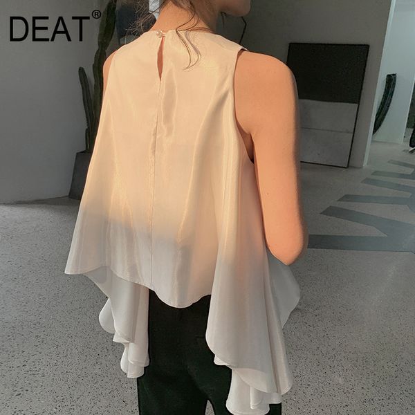 

deat] women pleated irregular solid color loose fit vest new v-collar sleeveless fashion tide spring autumn 2020 13f816, Black;white