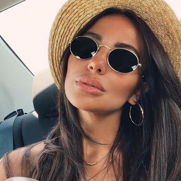 

2020 retro small oval women sunglasses men glasses lady luxury retro metal frames sun glasses vintage mirror uv400, White;black