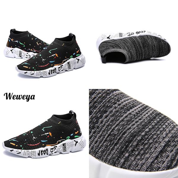 

weweya fashion sock sneakers men tenis men shoes casual mesh luxury breathable footwear male shoes human mixed colors krasovki, Black