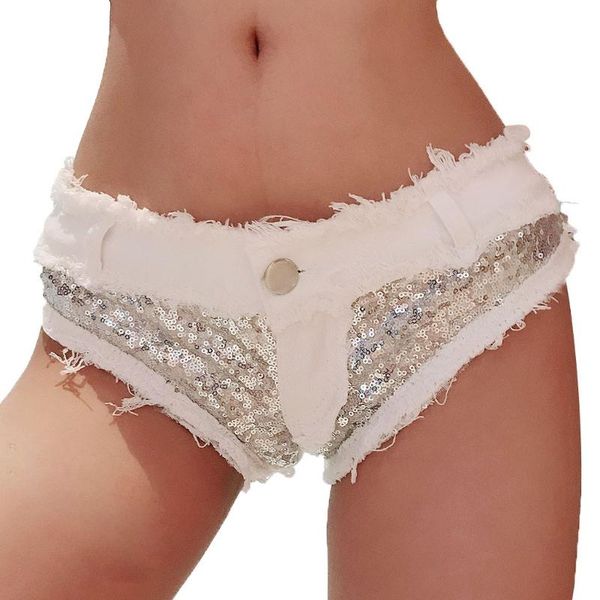 

womail женские джинсы стрейч летние дамы денима шорты брюки европейских и американских джинсов блестки дыры vaqueros rotos mujer, Blue