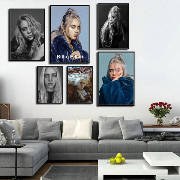 

art painting printed modular nordic cafe posters music star billie eilish singer canvas wall pictures fashion home decor