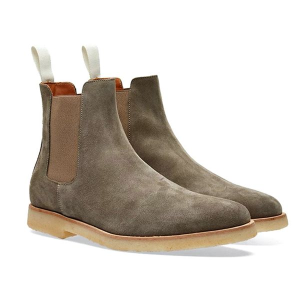 

genuine leather slip on men shoes vintage british snow boots autumn winter men casual ankle boots 16#25/20d50, Black