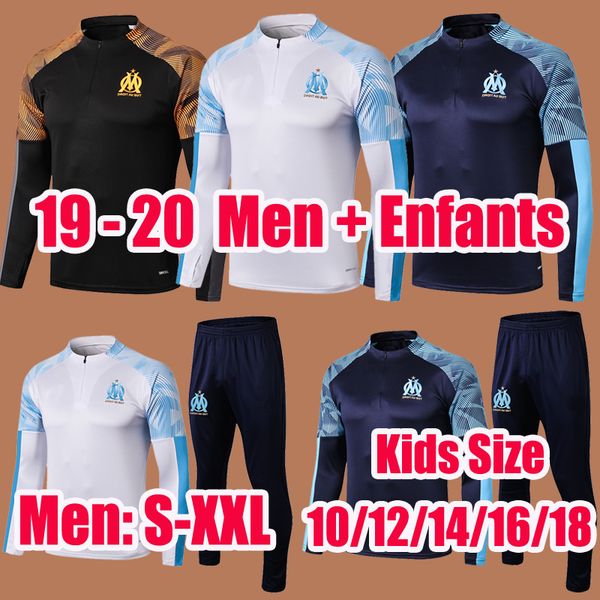 

Maillots de foot 2019 2020 Olympique de Marseille Tracksuits 19 20 Soccer Training Suit PAYET jogging THAUVIN OM Kids Survetement Sets XXL