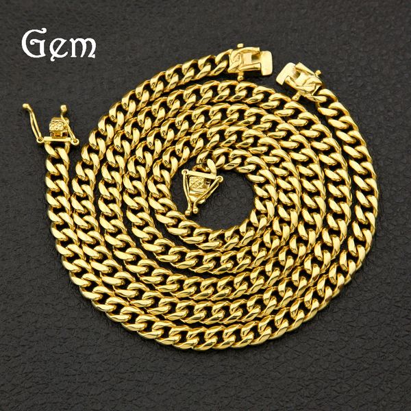 

cuban link chains hip-hop men's stainless steel casting buckle color-proof cuban chain set necklace bracelet set, Silver