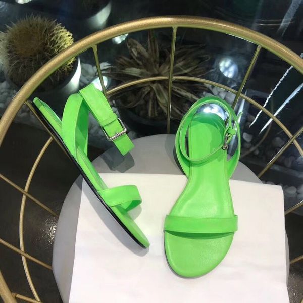 

flat ankle strap sandals women allover sandals designer round green sole sandal luxury leather flat shoes with, Black
