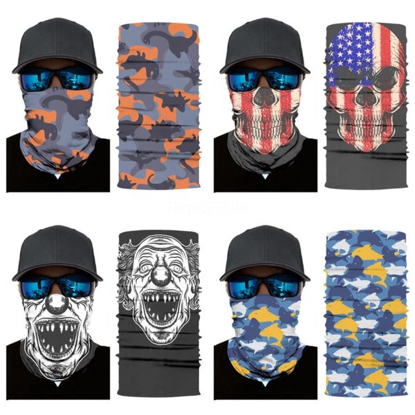 

winter 3d seamless magic windproof headband skull scarf neck warmer face mask skull scarf halloween headwear headskull scarf bicycle band#63, Blue;black