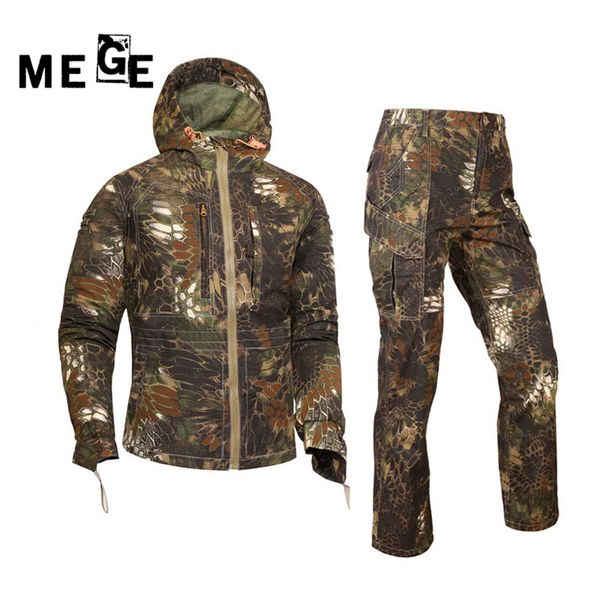 

mege outdoor camouflage hunting clothing suit tactical uniform rifle shooter protective overalls tactics suit, Blue;black