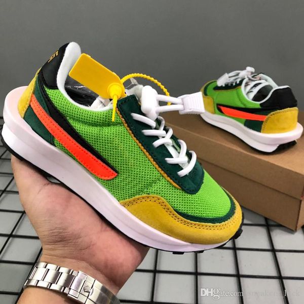 

2019 sacai x ldv waffle kids designer running shoes boys girls gusto sneaker waffle pine green sneakers sacai new ldv waffle sports trainers, White;red