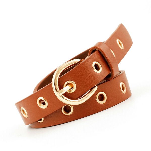 

womens available belt lady vintage metal boho leather belts for female round buckle waist pu leather belt fashion new 5 colors, Black;brown