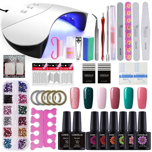 

coscelia manicure set with 36w uv led lamp dryer for nail art sets 10ml soak off uv gel nail polish tools kit for manicure