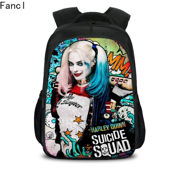 

suicide squad quinn backpack for teenagers boys girls school bags sans student travel bag shoulder backpacks 2019