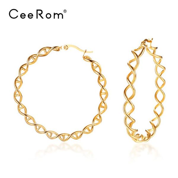 

ceerom spiral curve line hoop earrings for women accessories gold color big circle hoops earings fashion jewelryÂ, Golden;silver
