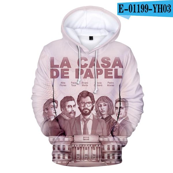 

2020 la casa de papel 3d hoodies men's sweatshirt tv series men/women casual loose clothing harajuku hip hop streetwear 4xl, Black