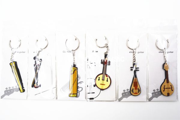 

6pcs niko rubber classical chinese nation musical instrument ruan/guzheng/pipa/guqin&mandolin keychain key ring