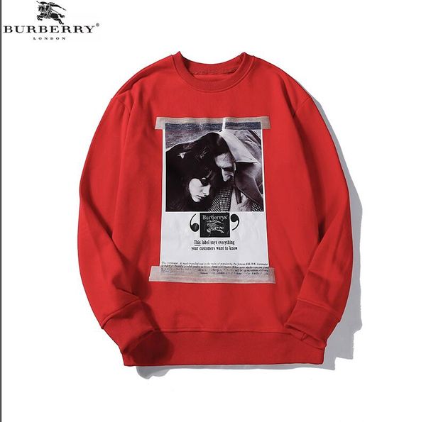 

2019 men's and women's burberrywinter new fashion sports sweater printing short-sleeved embroidered cotton men's sweater -26, Black