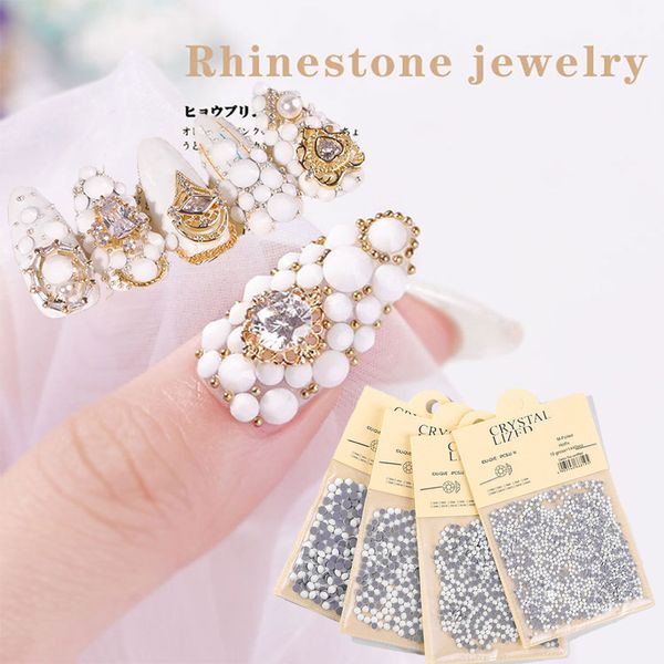 

1 pack ss6-ss20 3d white crystal flatback porcelain nail rhinestones glass starss diamond charm gems diy nail art decorations, Silver;gold