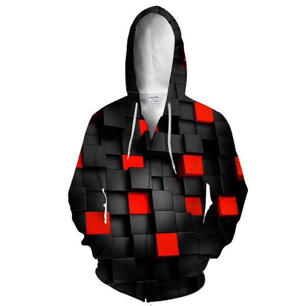 

moletom new hoodie men hoodies red plaid 3d printed sweatshirts hoodies sweatshirts casual harajuku style streetwear hip hop top, Black