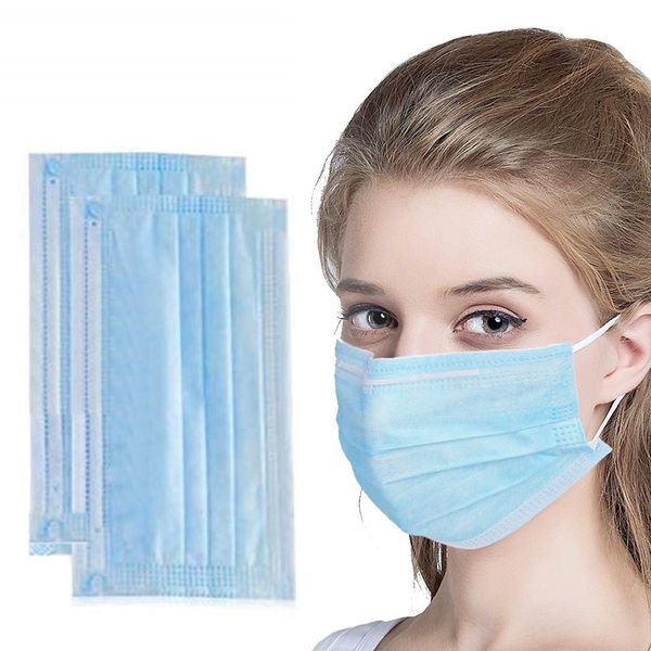 

50pcs disposable protective mask 3 layers dustproof facial protective cover masks maldehyde prevent bacteria anti-virus masks