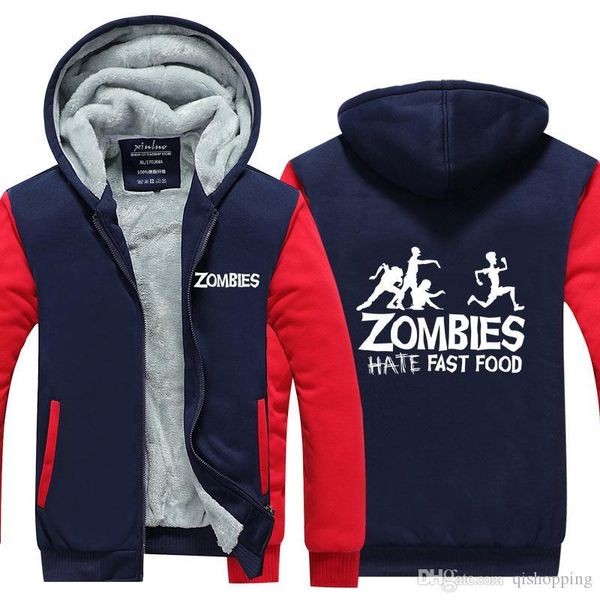 

zombies hoodie thicken fleece coat cotton coat cashmere hoodies zipper jacket super warm sweatshirt sport hoodie us eu size, Blue;black