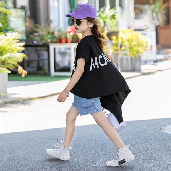 

2020 girls t-shirt fashion cotton summer girls 4-9t f289, Blue