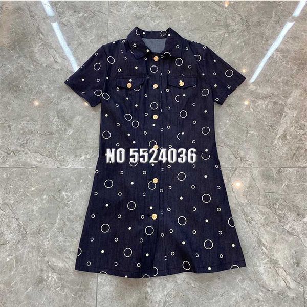 

blue denim dress women 2020 designer short sleeve turn-down collar single breasted pocket shirt midi dresses, Black;gray