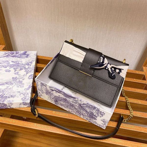 

2020 fashion designer crossbody bag women genuine leather handbag letter purse messenger bag with silk scarf flip bag