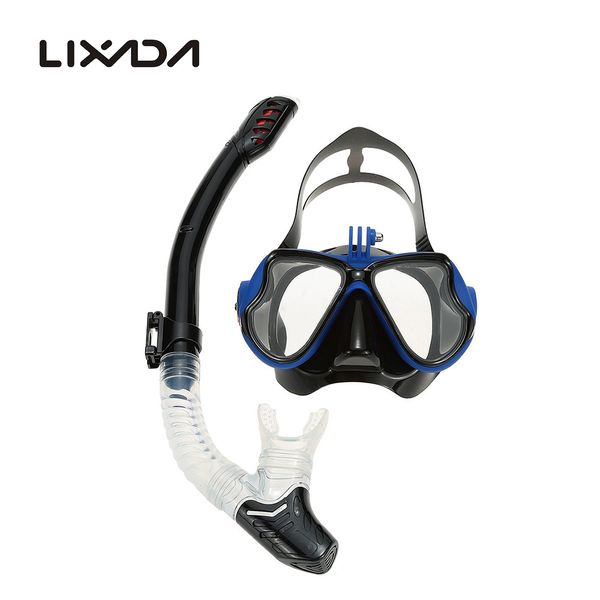 

lixada scuba snorkeling swimming set tempered glass diving mask goggles full dry snorkel tube set diving water sports