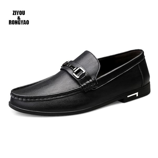 

men leather flats shoes 2019 spring summer men's boat shoe black blue casual loafers elegant moccasin leisure footwear