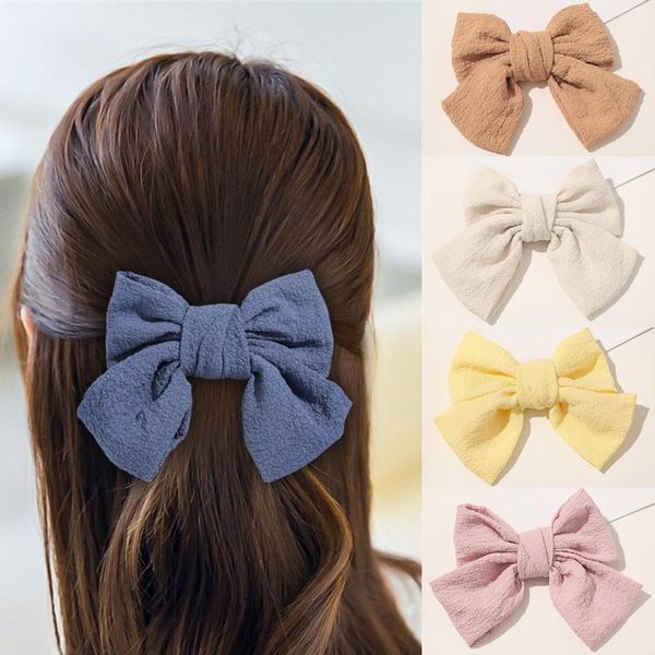 cabelo Puff grande bowknot Girls 5 cores pinos simples hairpin Mulheres cor pura Barrettes Moda cabelo grampos de cabelo acessórios Headwear