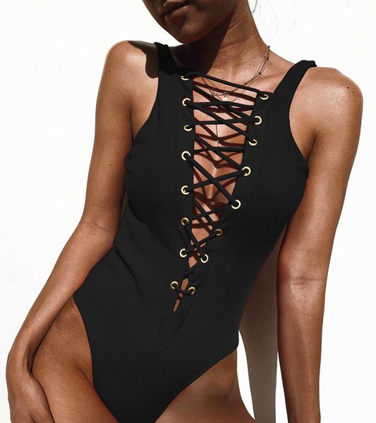 

summer women swimwear bikini one piece fashion luxury string bind bikini women bathing beach skinny swimwear, White;black