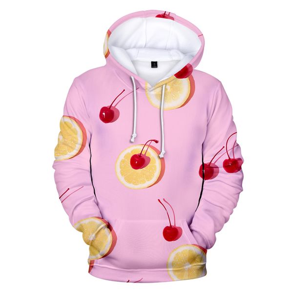 

new euro-us personality tide brand fruit printing 3d hoodie men/women simple thin hooded with fruits 3d hoodie sweatshirt top, Black