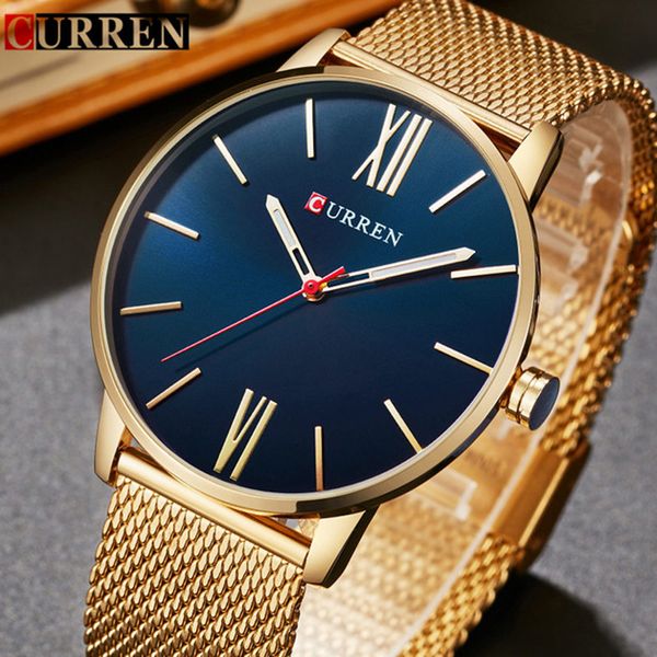 

curren brand mens watches luxury quartz casual watch men stainless steel mesh clock relogio masculino 8238 drop shipping, Slivery;brown