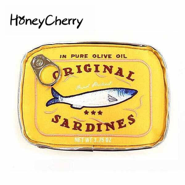 

large capacity, cute sardine canned fruits bags, cosmetic bags, creative kitty fish canned cosmetic bags