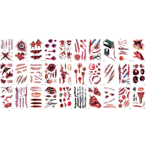 

halloween waterproof temporary tattoos for lady women 10sheet/lot 3d reality vampire blood scar design tattoo sticker