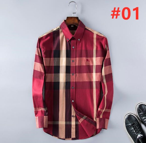 

wholesale 2019 new brand spring autumn casual long sleeve men shirt cotton formal business plaid mens dress shirts plus size 80, White;black