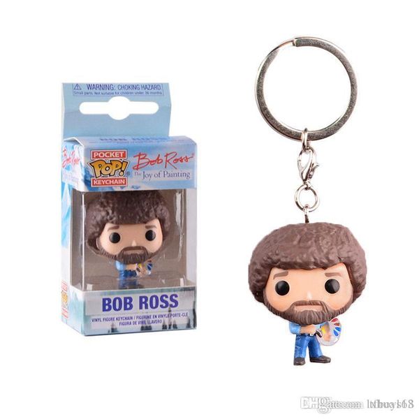 

kawaii kawaii brandnew funko pocket pop keychain - bob ross cartoon vinyl figure keyring with box toy gift good quality christmas