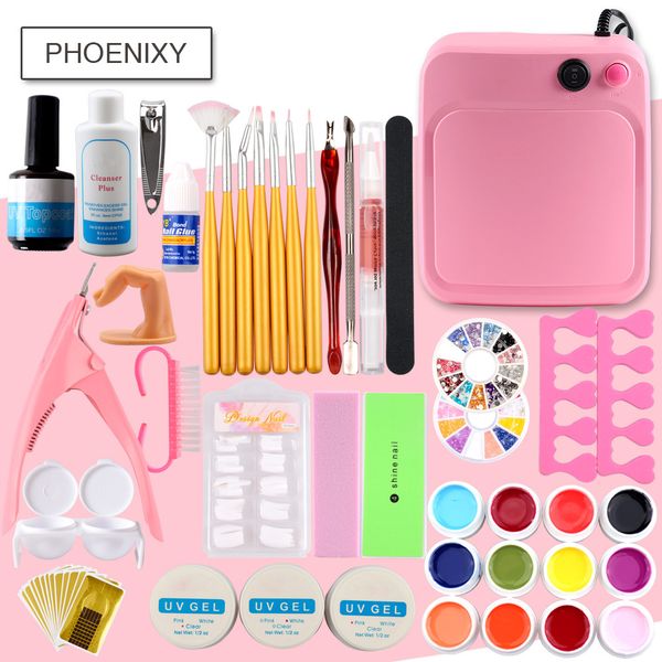 

pro nail kit 12pcs uv gel polish set 36w nail dryer lamp uv gel kit extension tools for manicure sets art set
