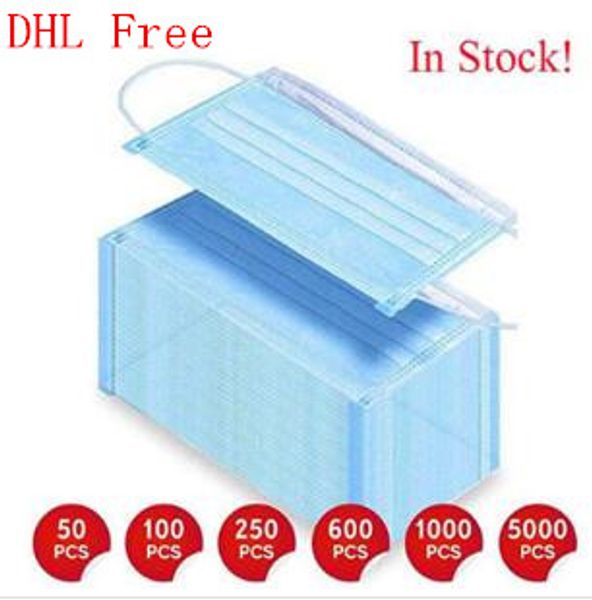 

dhl бесплатная доставка 500 шт. маска запас маски одноразовые 3 слоя пылезащитная маска для лица защитная крышка маски набор антипылевая мас