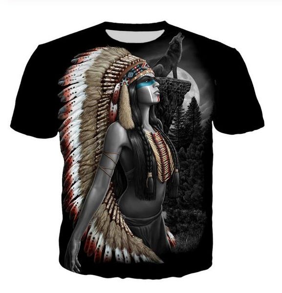 

summer style fashion mens/womens animal wolf and indians funny 3d print casual t-shirt aa0189, White;black