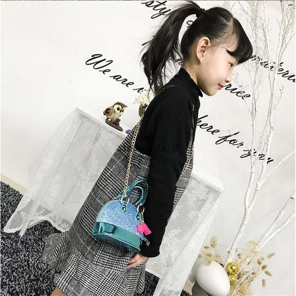 

2019 fashion children's one shoulder bags cute new sequins mini-shell bag tidal slant bag cute childrens' fashion handbags
