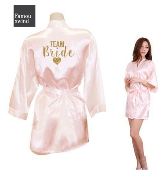

кимоно поддельного robe шелковых женщины свадьба preparewear невеста команда сердце блеск для печати одеяния bachelorette пижамы бесплатной, Black;red