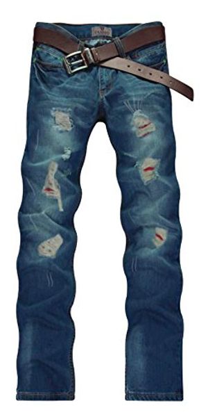 

skylinewears men's fashion washed denim casual stylish jeans pants trousers, Blue