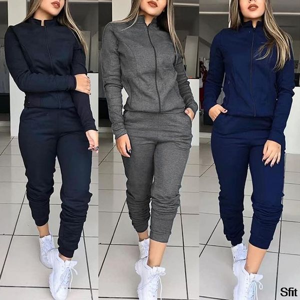 

2 шт запуск set sexy bodycon tracksuit женщины полный рукава толстовки пуловер топ брюки костюмы повседневная одежда наряды для женщин, Black;blue