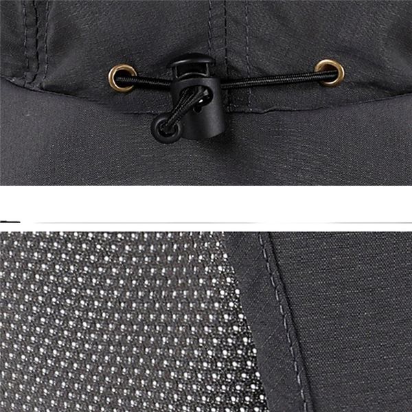 

women men cap sun hat outdoor sun protection bucket camping fishing hat wide brim face flap hat with neck flap outdoor cover cap, Blue;gray