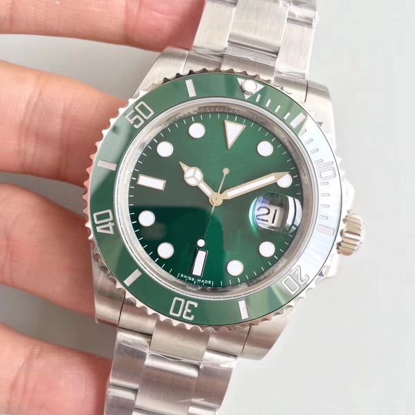 

2019 sale 116610 men's automatic sapphire stainless solid glidelock ceramics bezel green face tooth buckle watches wristwatch, Slivery;brown