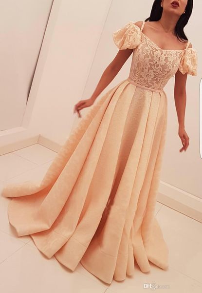 

elegant off the shoulder lace appliques a line evening dresses short sleeves spaghetti straps formal party gowns floor length prom gown, Black;red