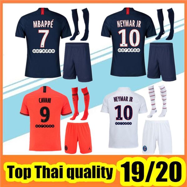 

19 20 mbappe cavani di maria football soccer shirt silva icardi 2019 2020 mbappe man kit+socks sports jersey, Black