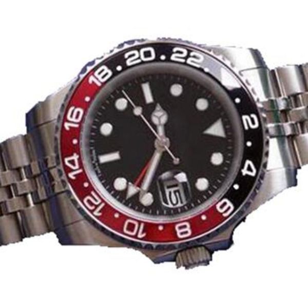 

black and red rotatable bezel stainless steel jubilee watch index dial 40 mm automatic sapphire mens watches luminescent hands and markers, Slivery;brown